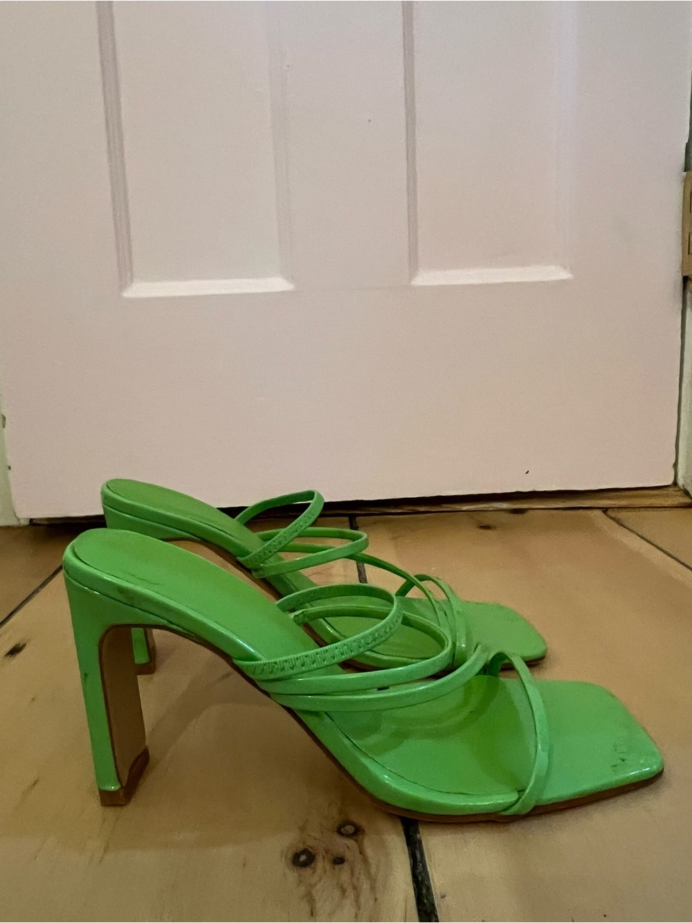 Billini Neon Green Strappy Block Heel Sandals